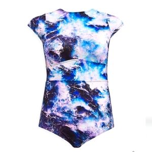 Torrid 0 Swimsuit Wireless One Piece  Ocean Galaxy Print Cap Sleeve